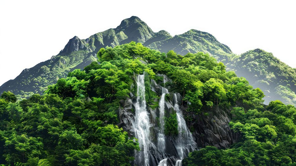 Lush mountain waterfall scenery