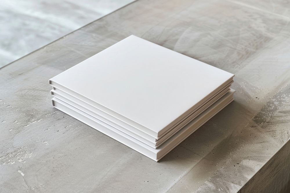 Minimalist white square book stack