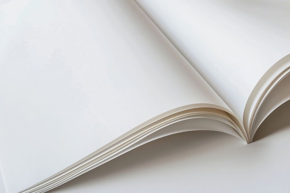 Open blank book pages closeup