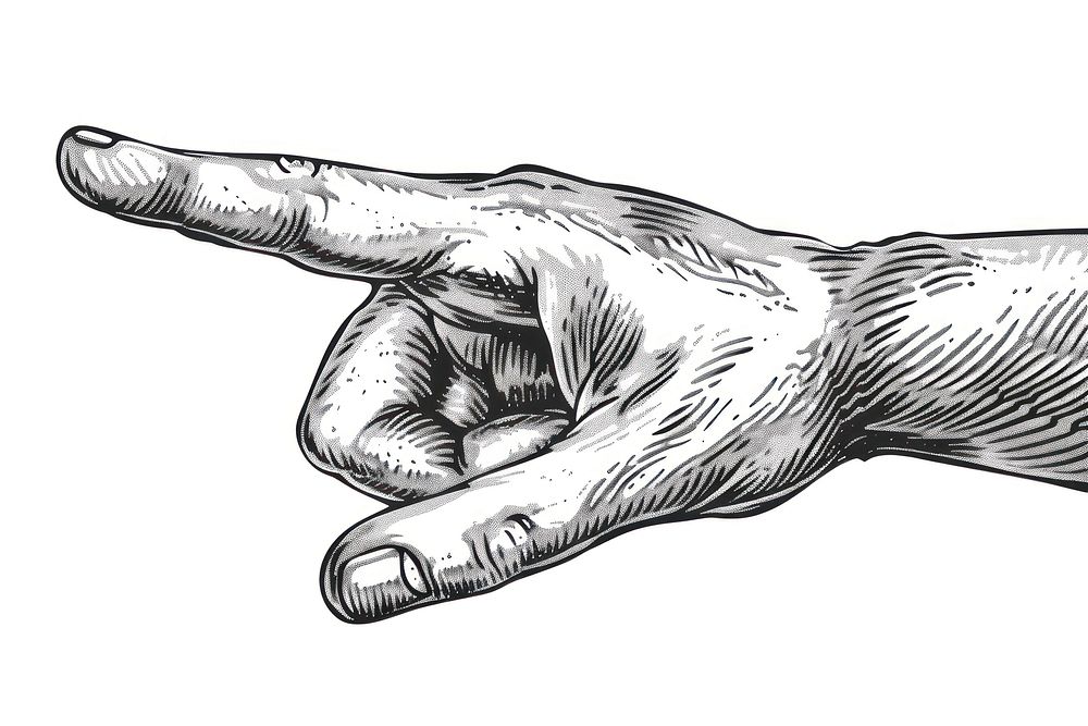 Detailed hand pointing illustration