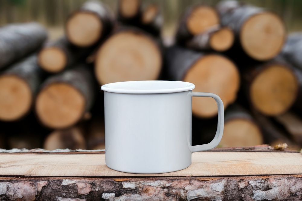 Rustic white mug mockup psd