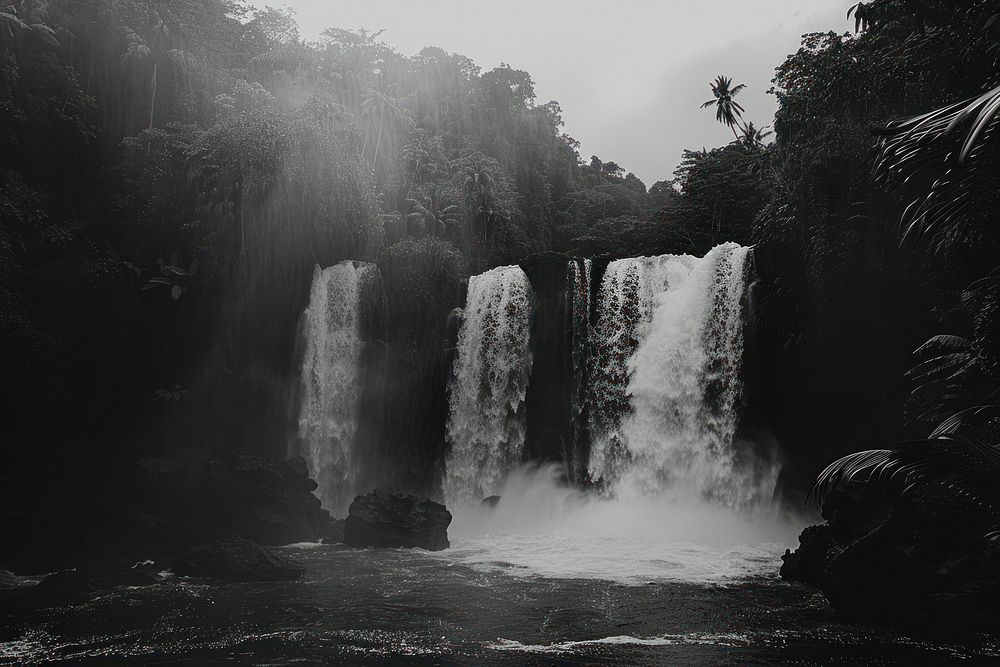 Serene tropical waterfall scenery