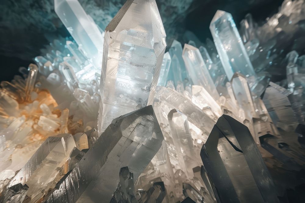 Radiant crystal formations in cave