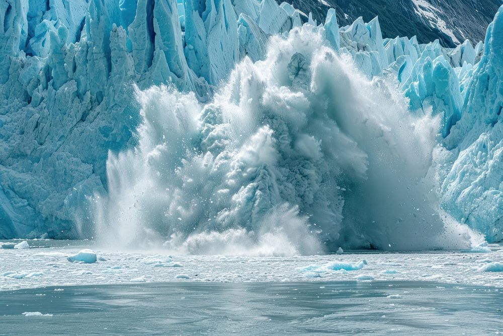 Majestic glacier ice collapse Free Photo rawpixel