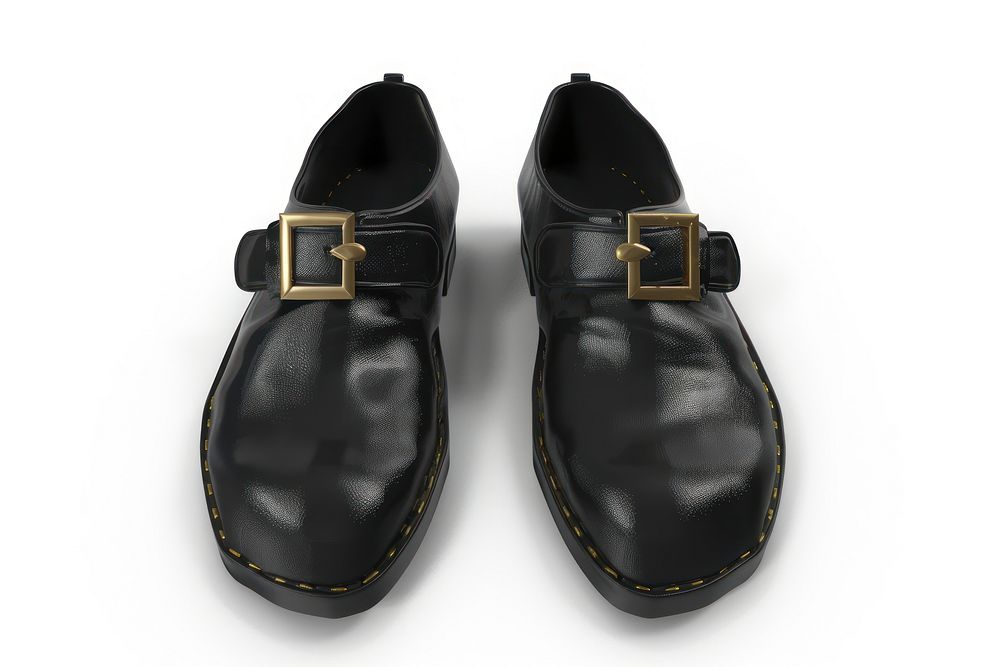 Elegant black leather buckle shoes