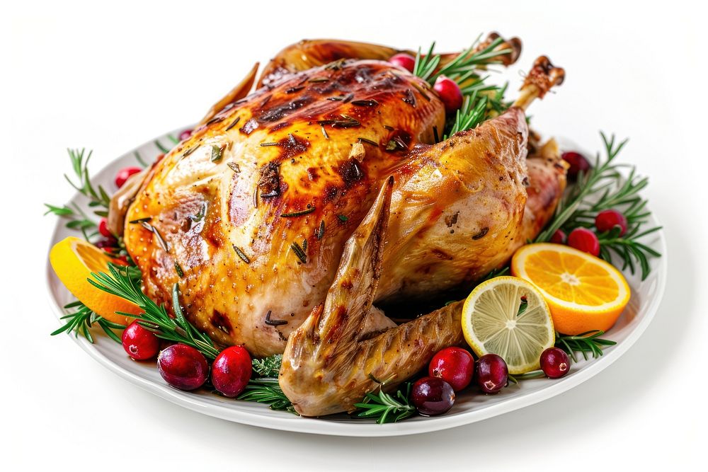 Delicious roasted turkey with garnishes