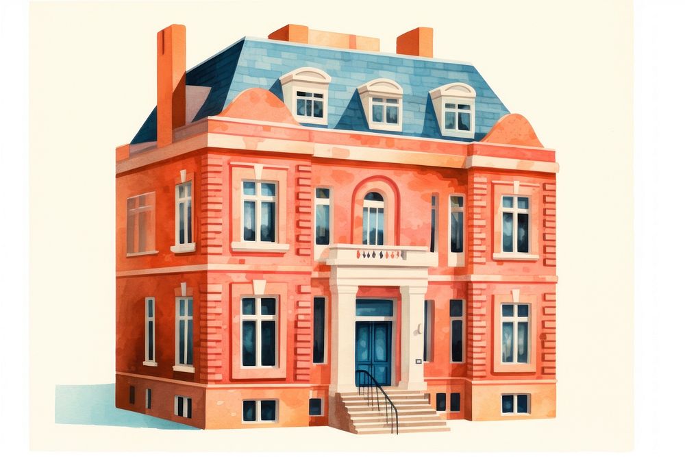 Elegant vintage brick building illustration