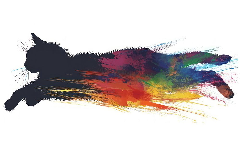 Colorful abstract cat silhouette