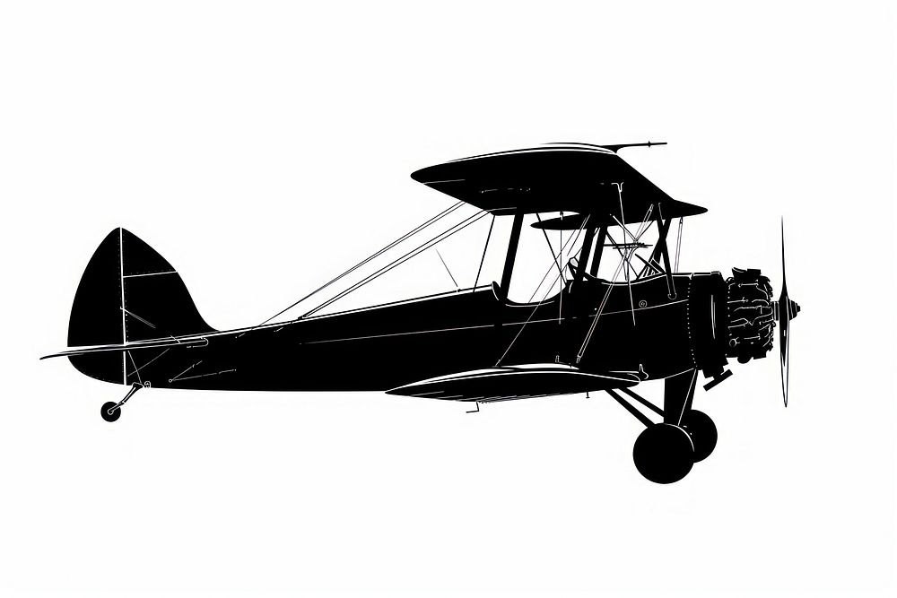 Vintage biplane silhouette illustration