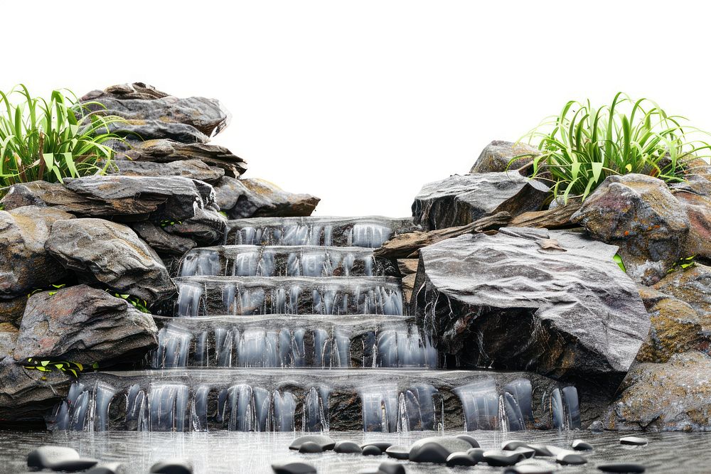 Waterfall border vegetation landscape outdoors.