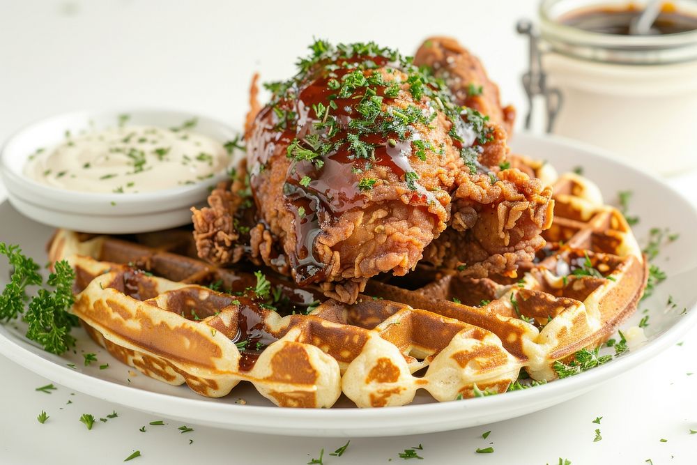 Crispy chicken with waffles