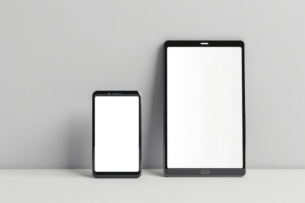 Smartphone and tablet devices displayed