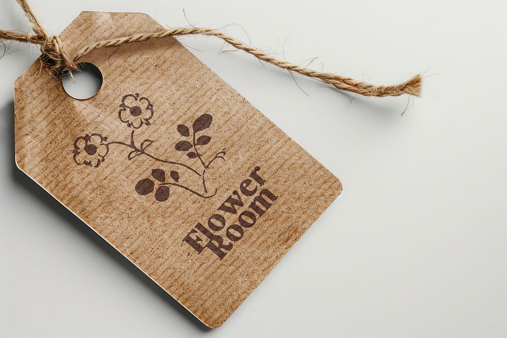 Rustic floral tag mockup  psd