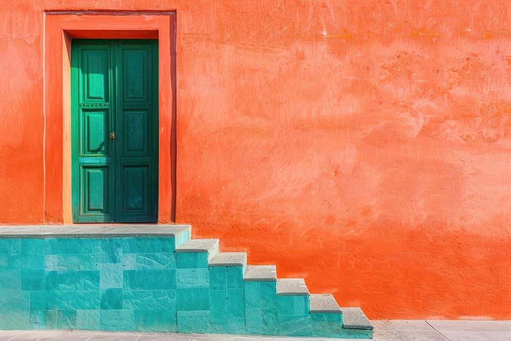 Colorful door with vibrant steps