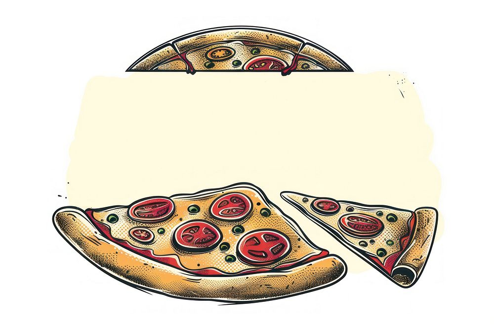 Pizza logo illustrated drawing sketch.