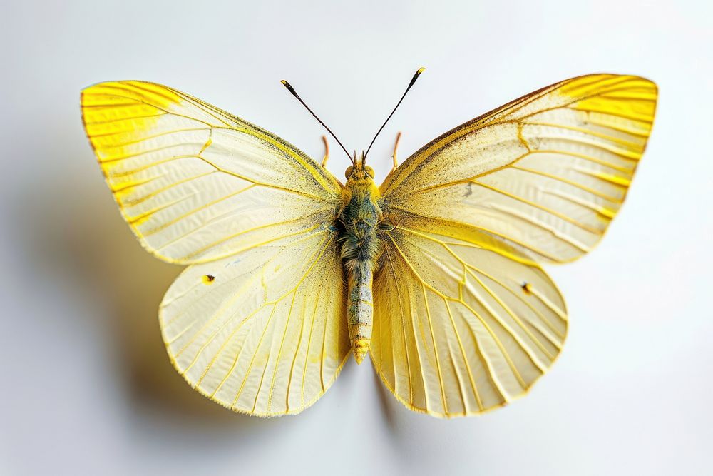 Yellow butterfly on white background