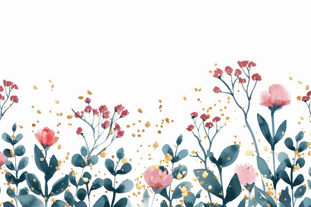 Elegant watercolor floral border illustration