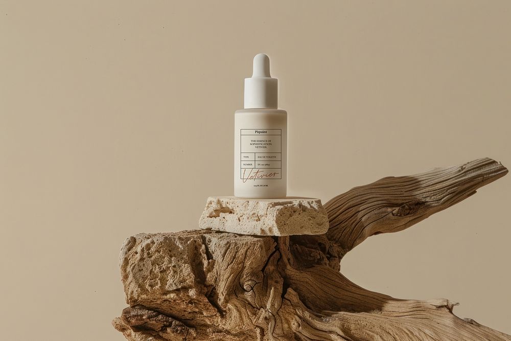 Natural skincare product on wood