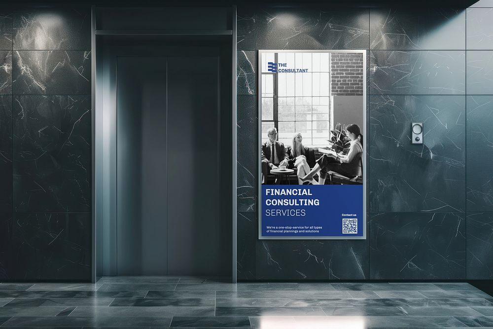 Elevator ad sign mockup psd