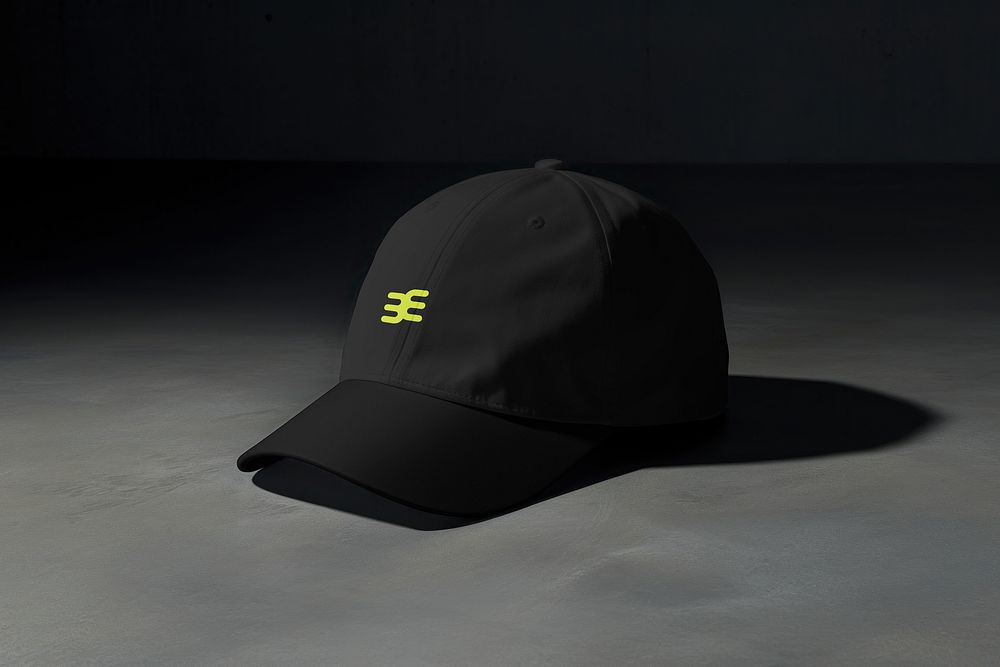 Black cap with yellow logo