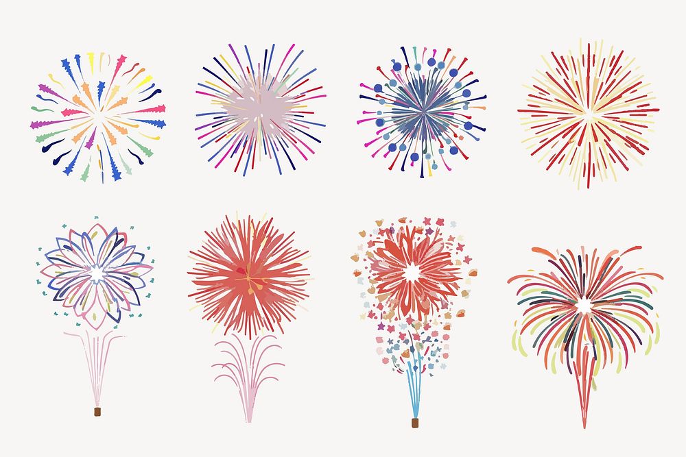 Firework illustration vector set