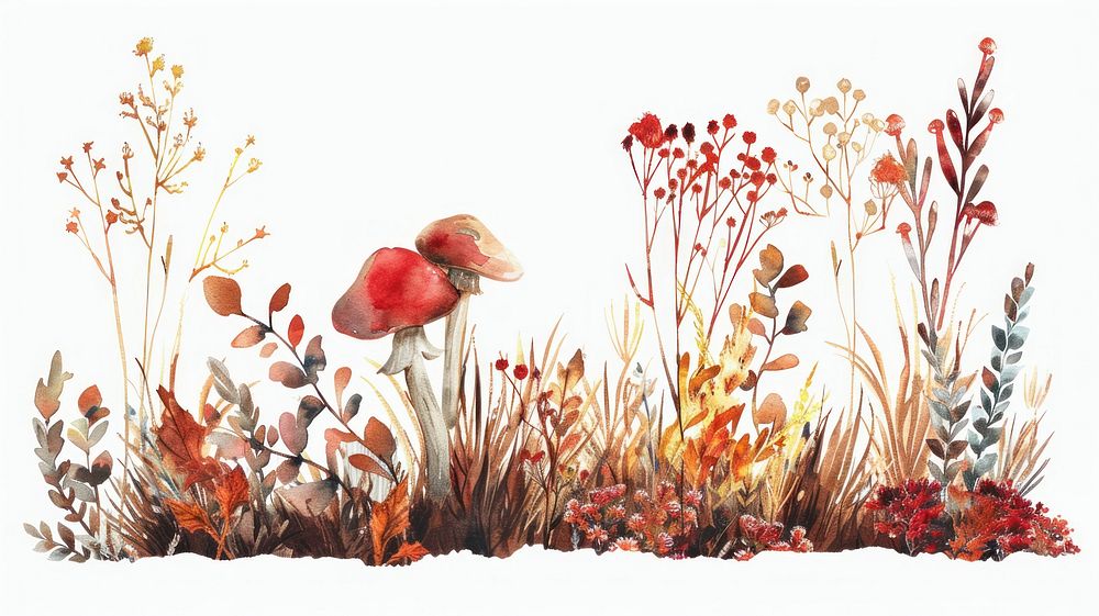 Autumnal watercolor botanical illustration