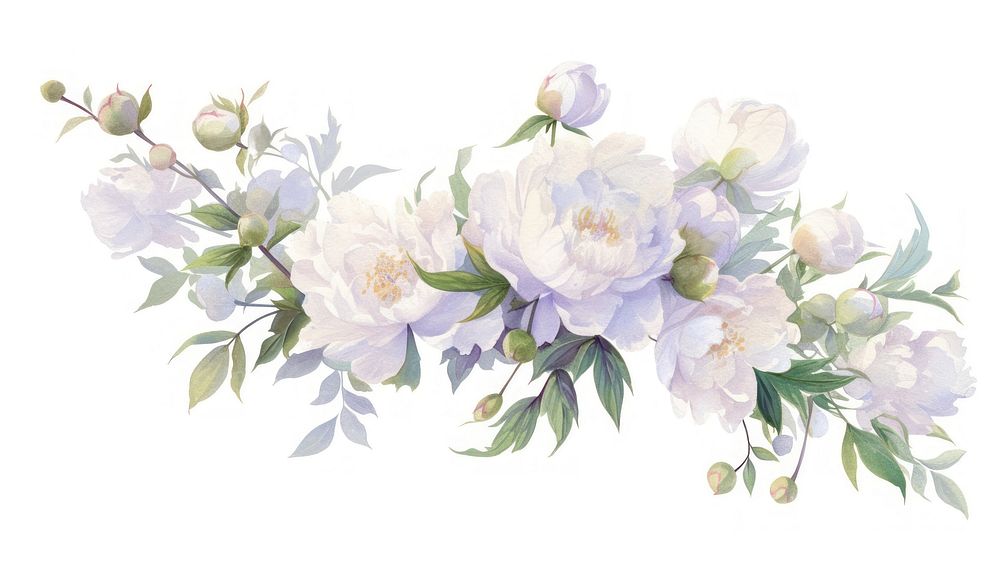 Coquette Peony border art graphics painting.