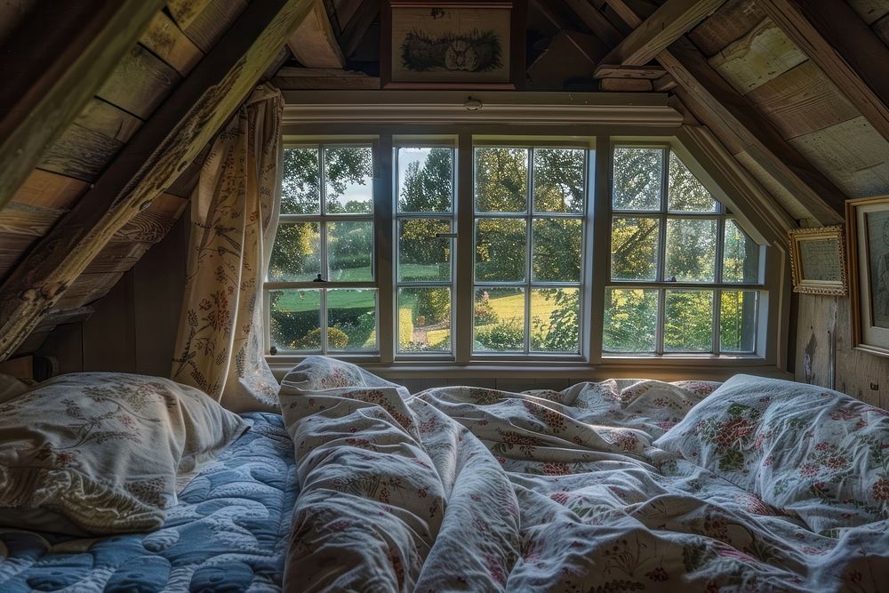 Cozy attic bedroom with view