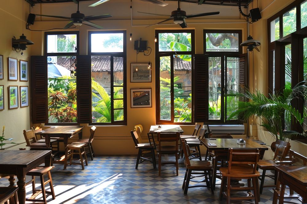 Cozy cafe with natural light