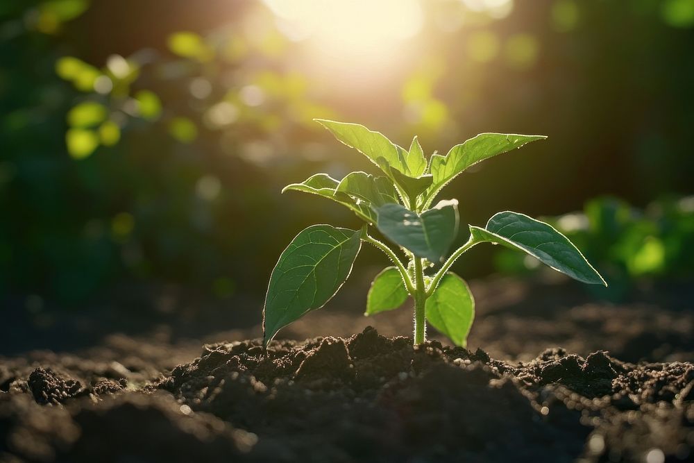 Young plant in sunlight