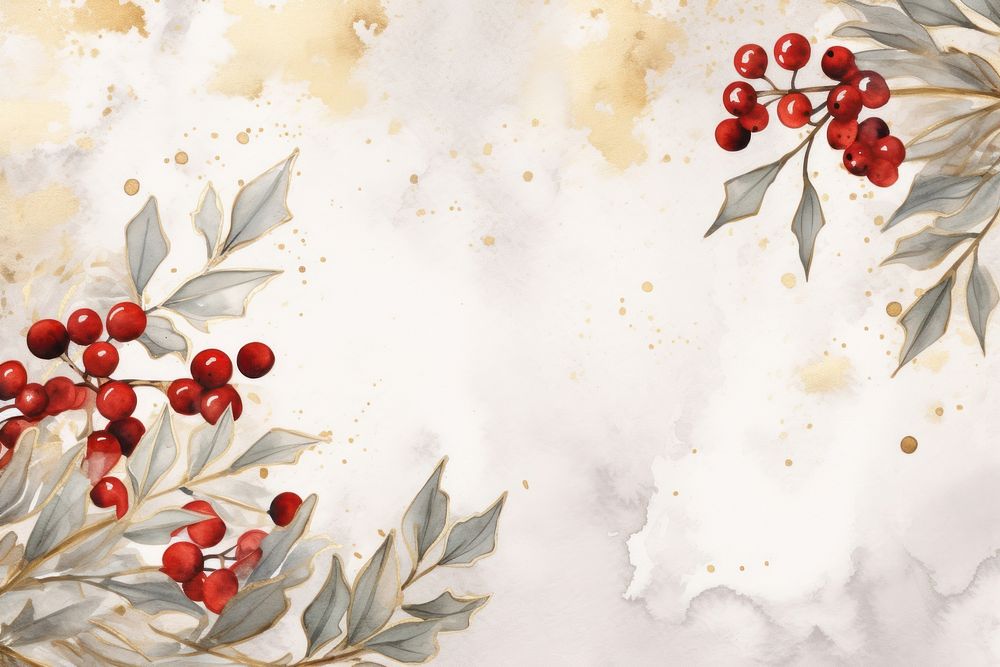 Winter watercolor background painting branches elegant.