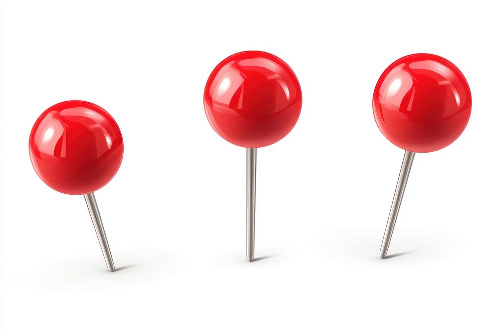 Three red push pins illustration