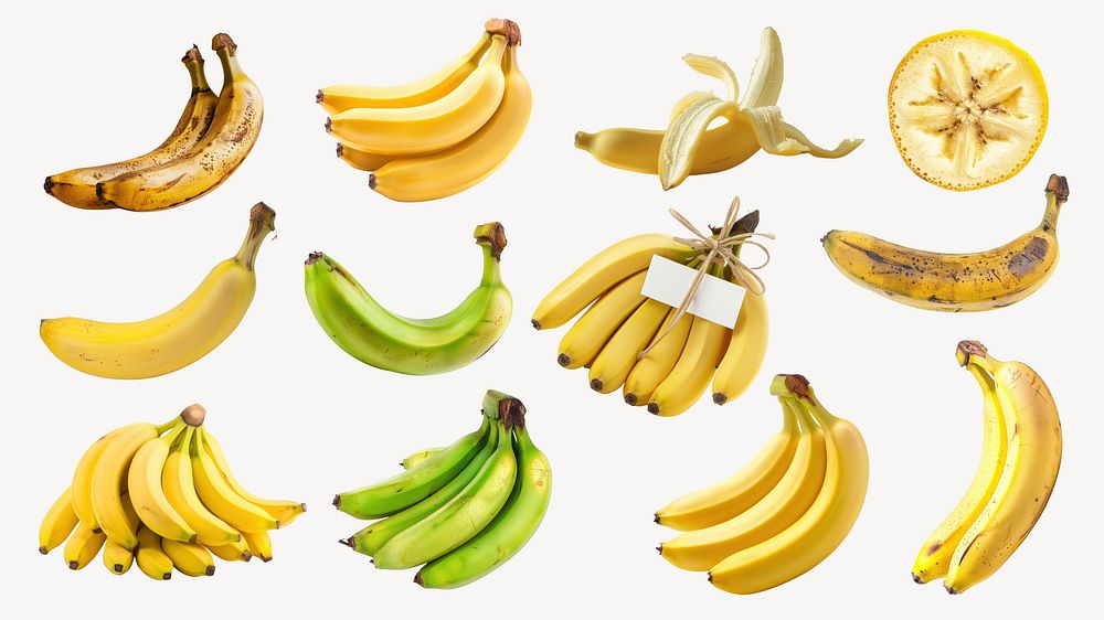 Banana fruit design element set