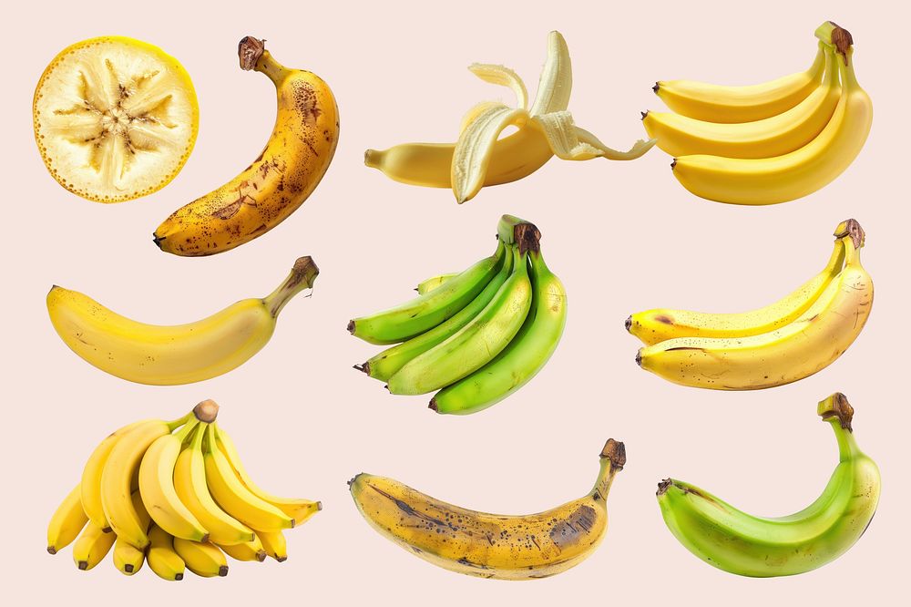 Banana fruit design element set