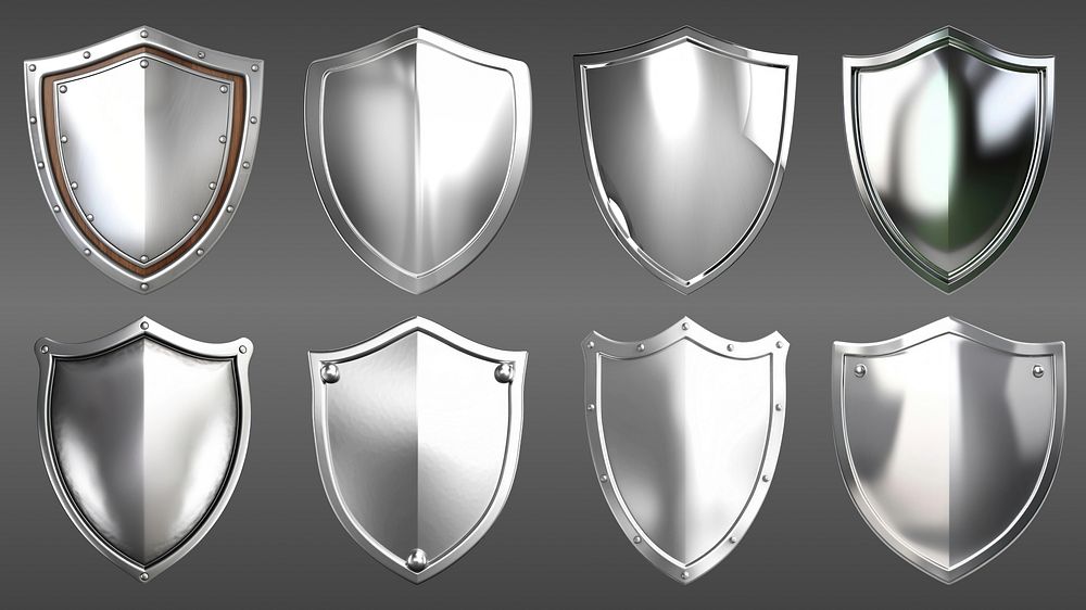 Silver shield design element set