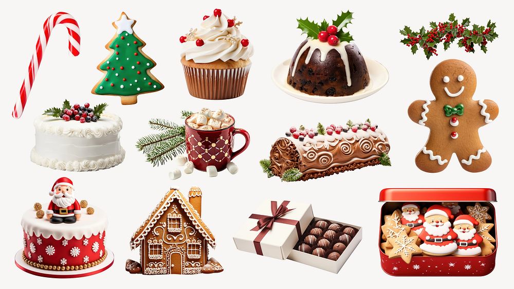 Christmas dessert design element set