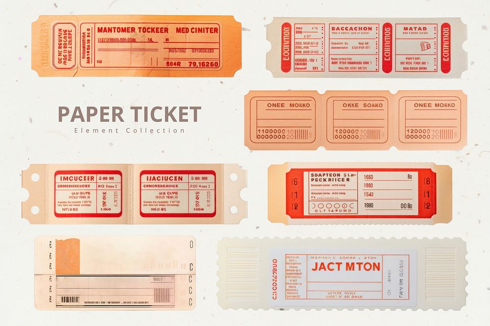 Paper ticket design element set | Free Photo - rawpixel