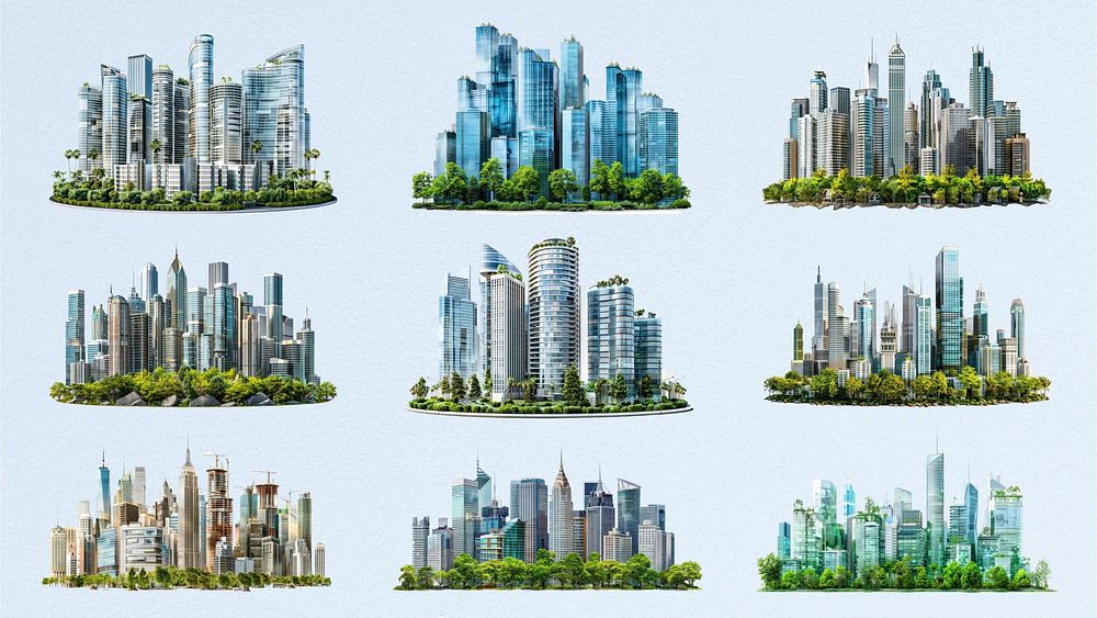 Modern city design element set | Premium Photo - rawpixel