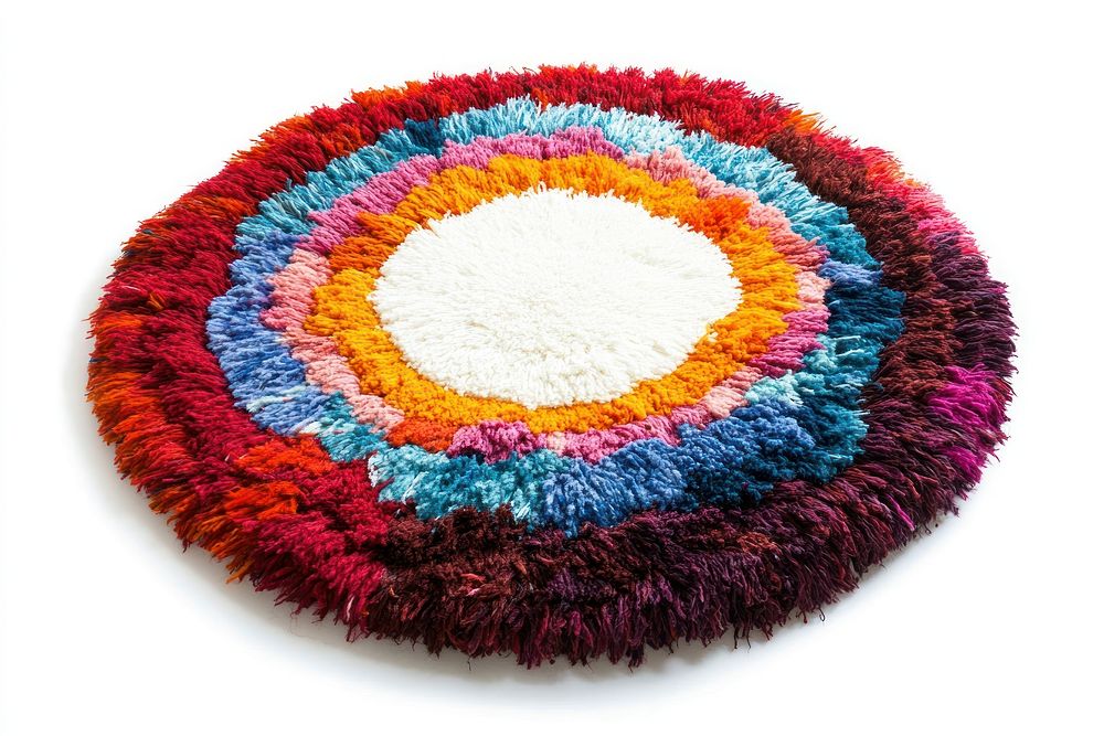 Colorful round shaggy rug