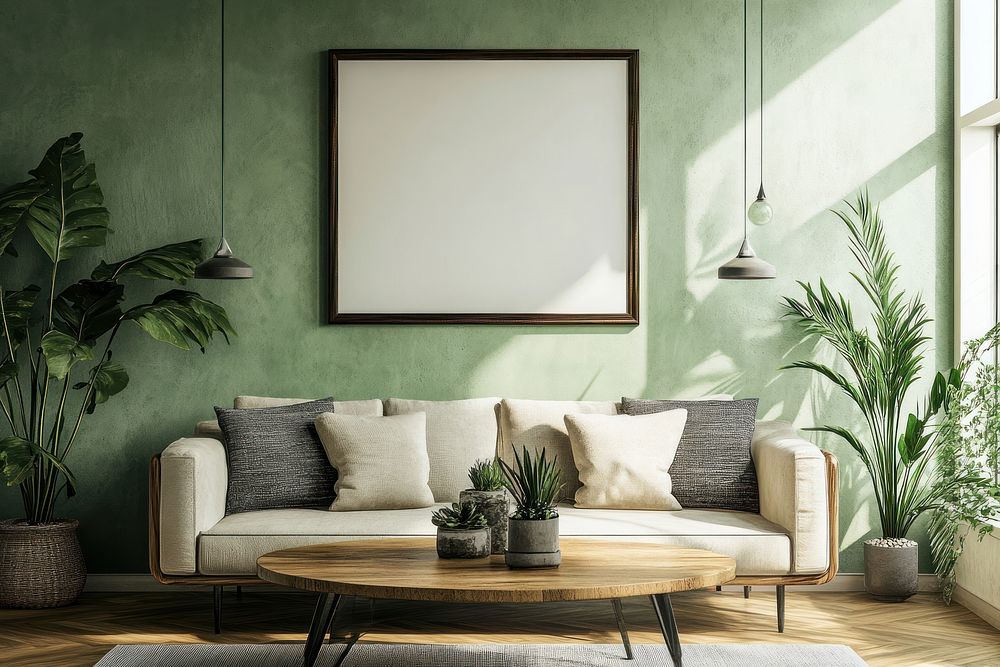 Modern living room with plants