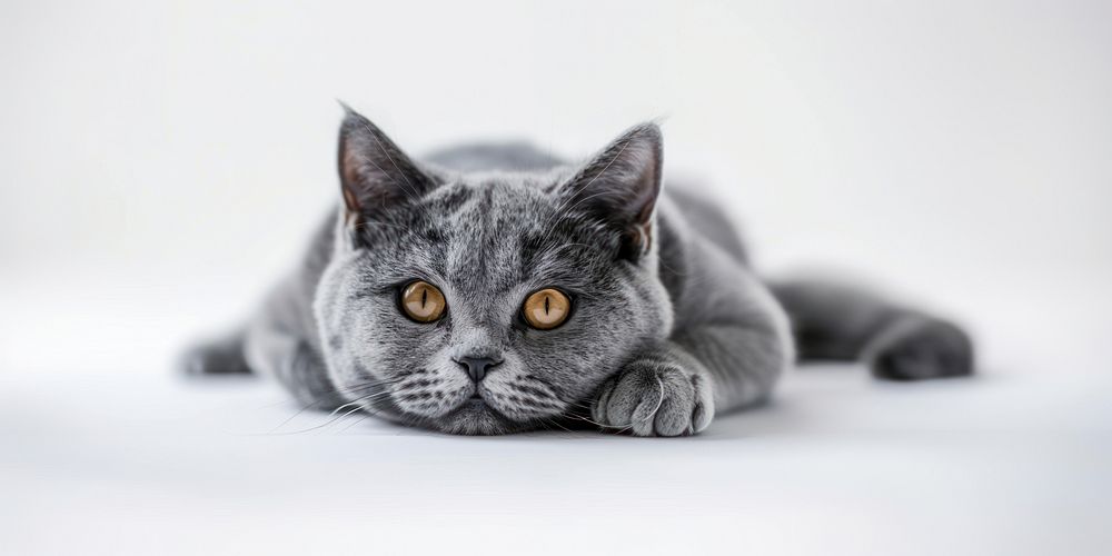 Relaxed gray cat lying down