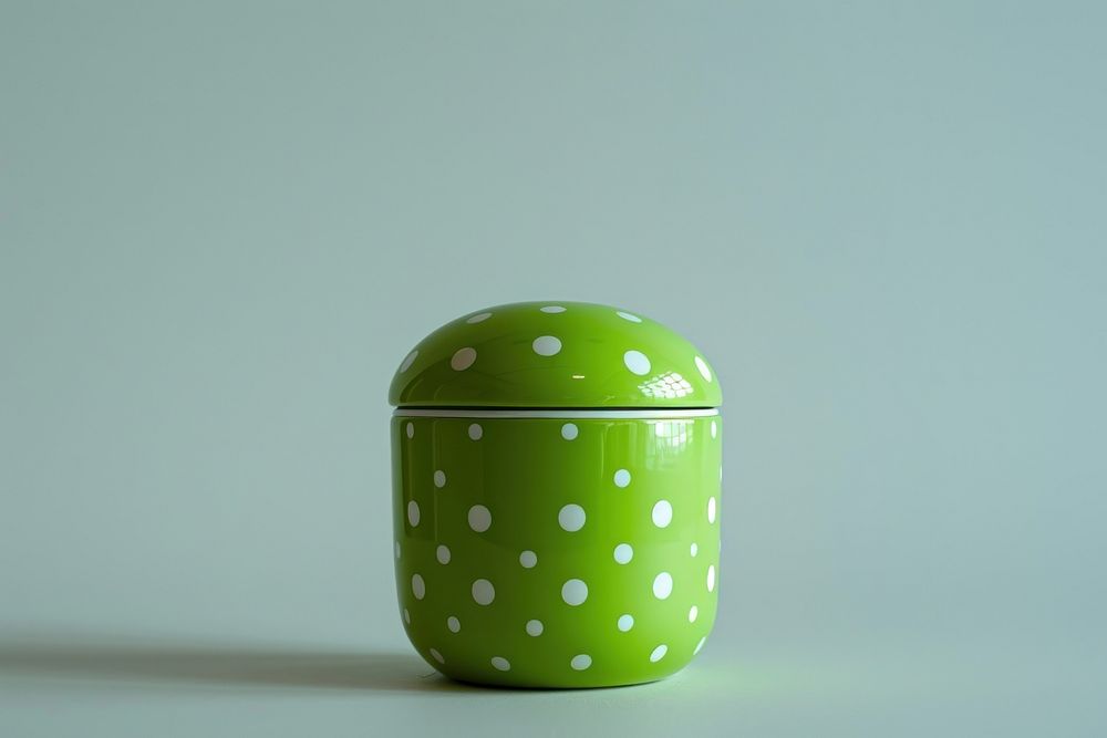 Green polka dot ceramic jar