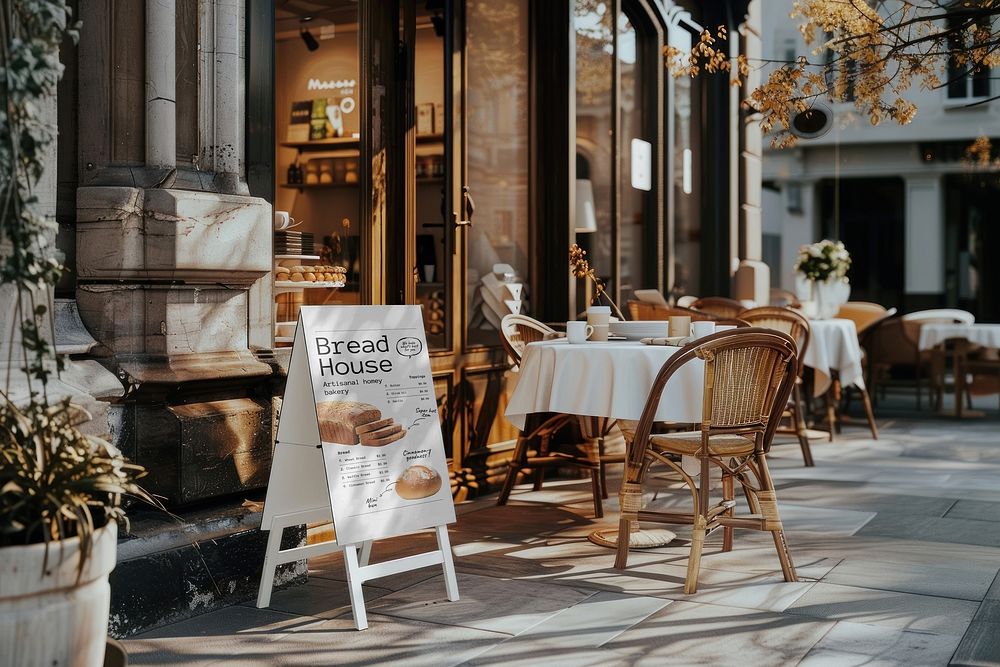 Coffee shop a-frame sign mockup psd