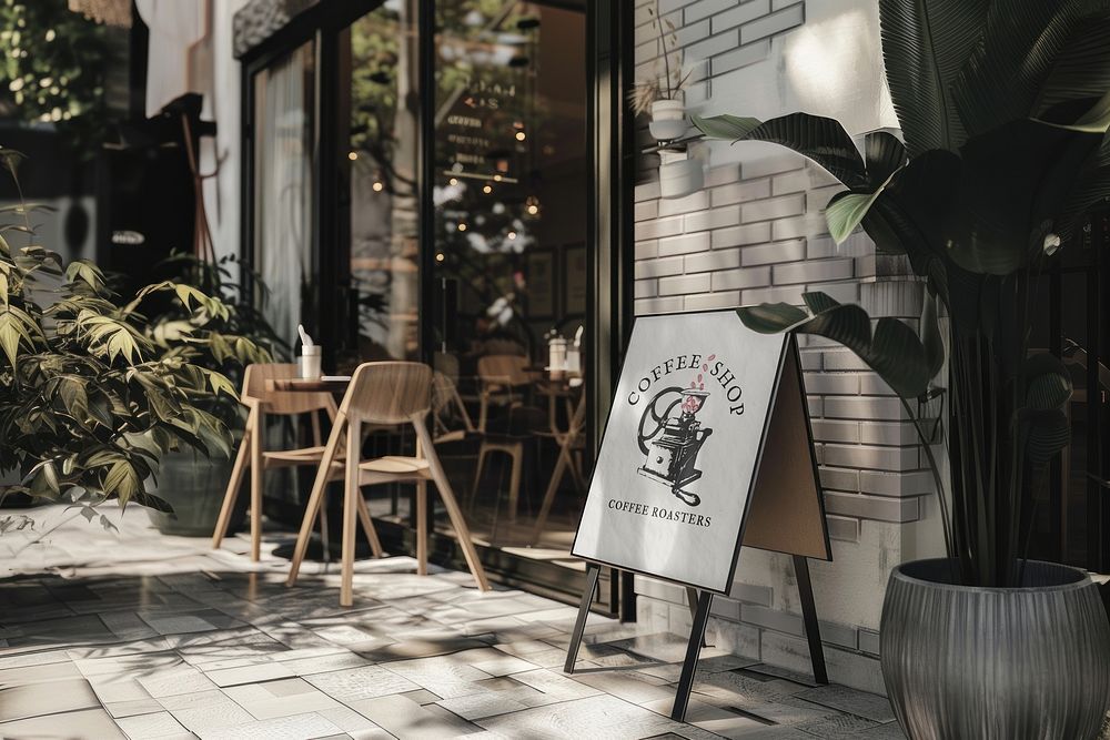 Coffee shop a-frame sign mockup psd