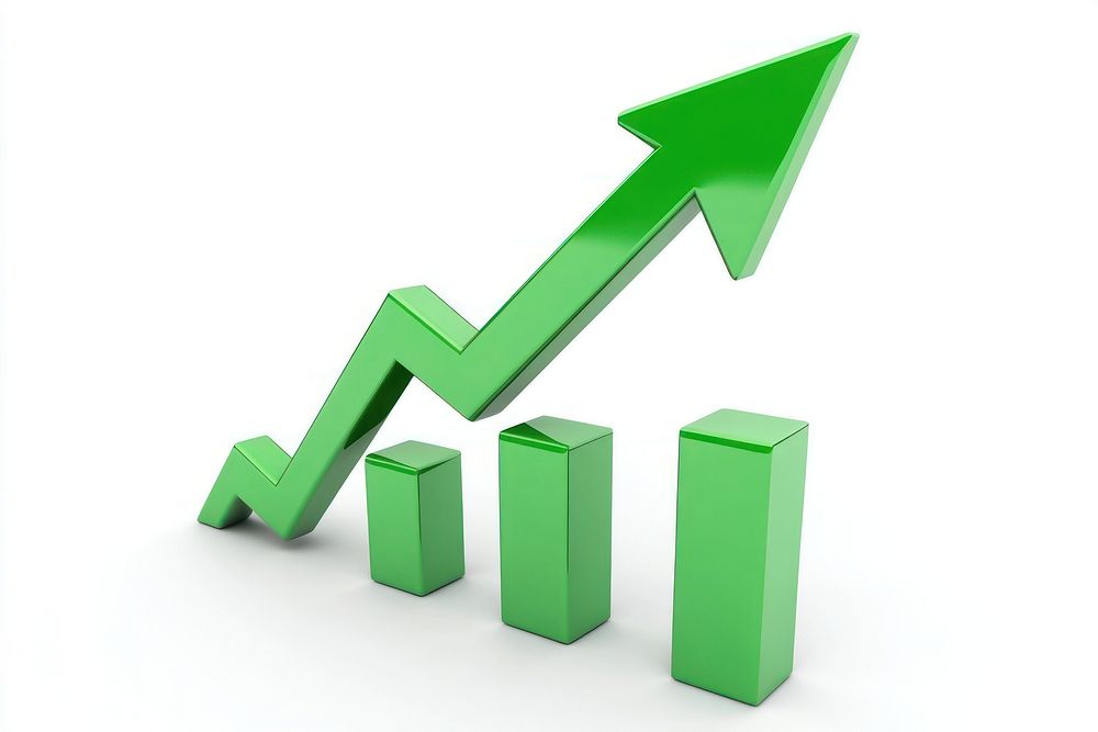 Green arrow pointing upwards business success growth.