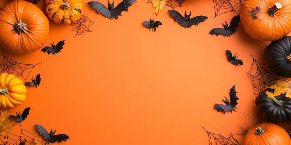 Halloween background with pumpkins halloween orange spider.