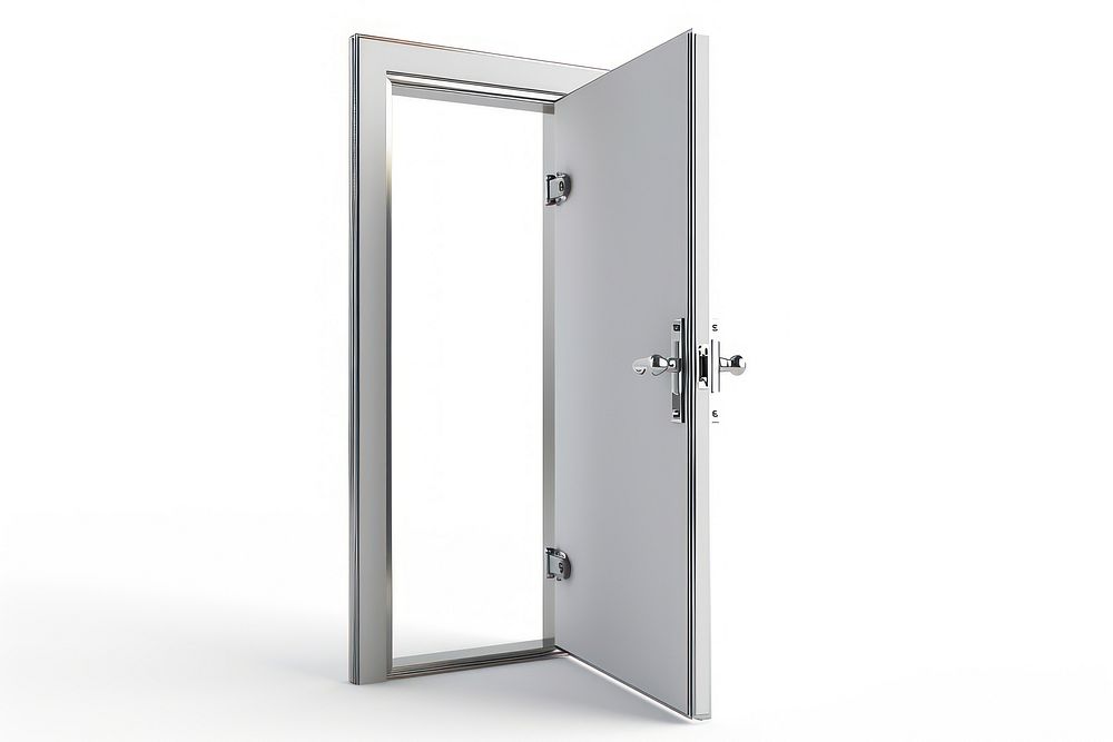 Modern metal door slightly open