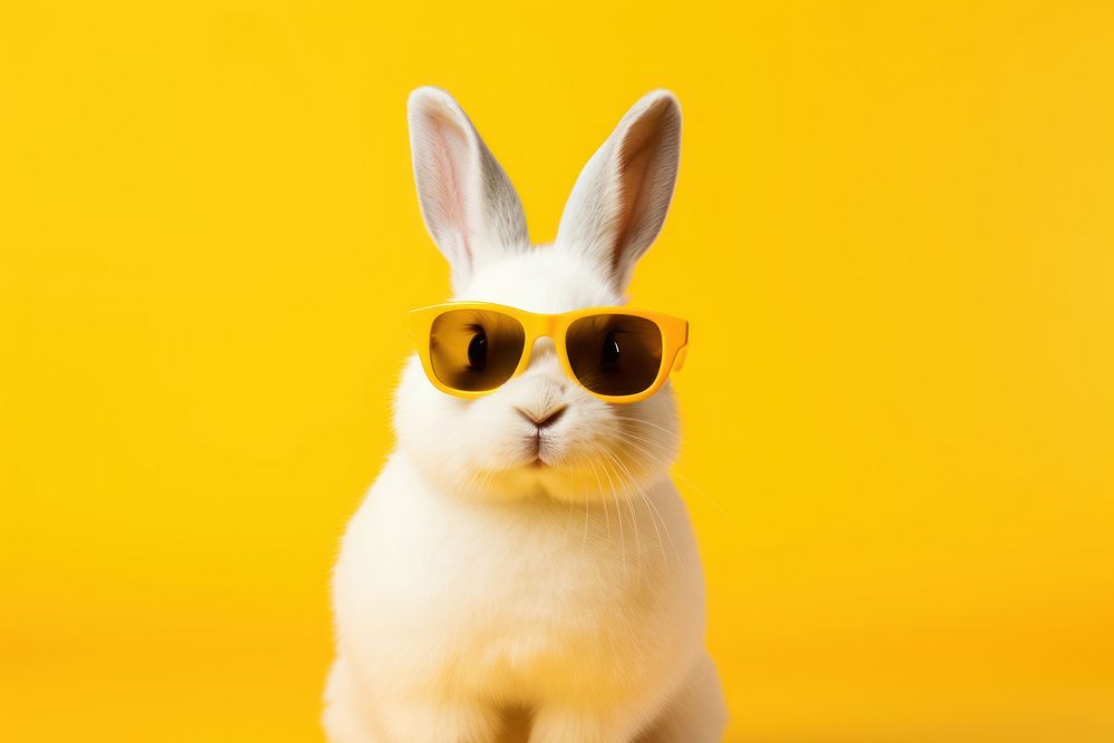 Cool bunny wearing yellow sunglasses