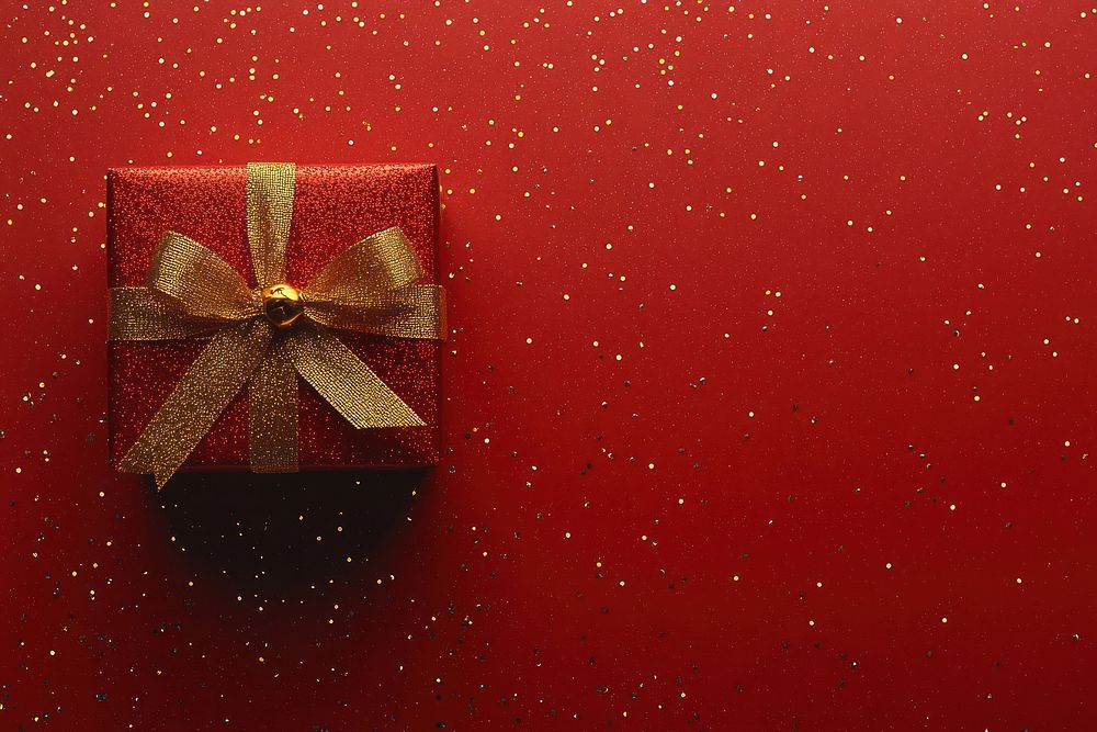 Festive red gift box sparkle