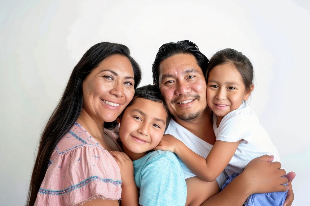 A happy native american family people person female.